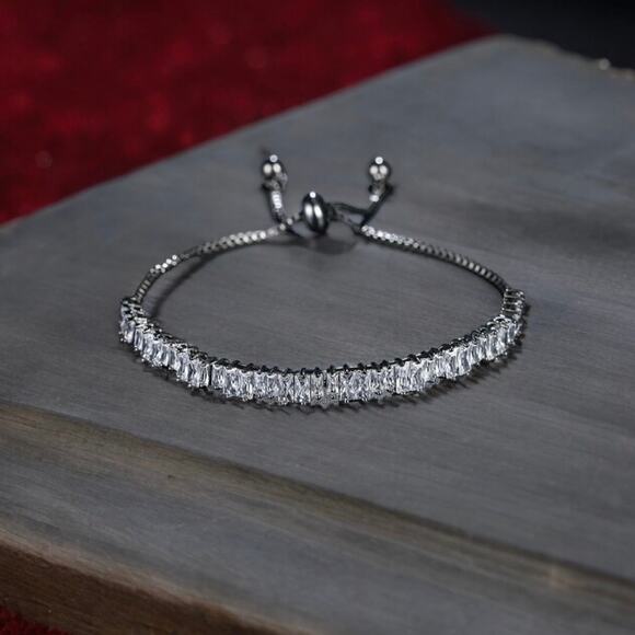 NEW 18K gold plated CZ adjustable chain pavé bracelet jewelry B5A - Picture 1 of 4